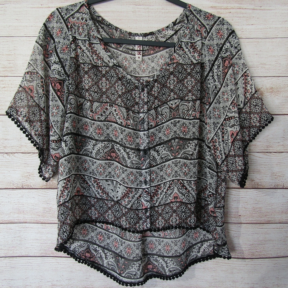 Junior's Mudd Sheer Button Up Top